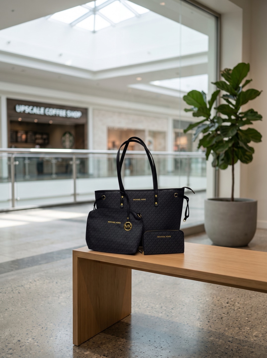 Set bolso 3 piezas negro, en maniquí