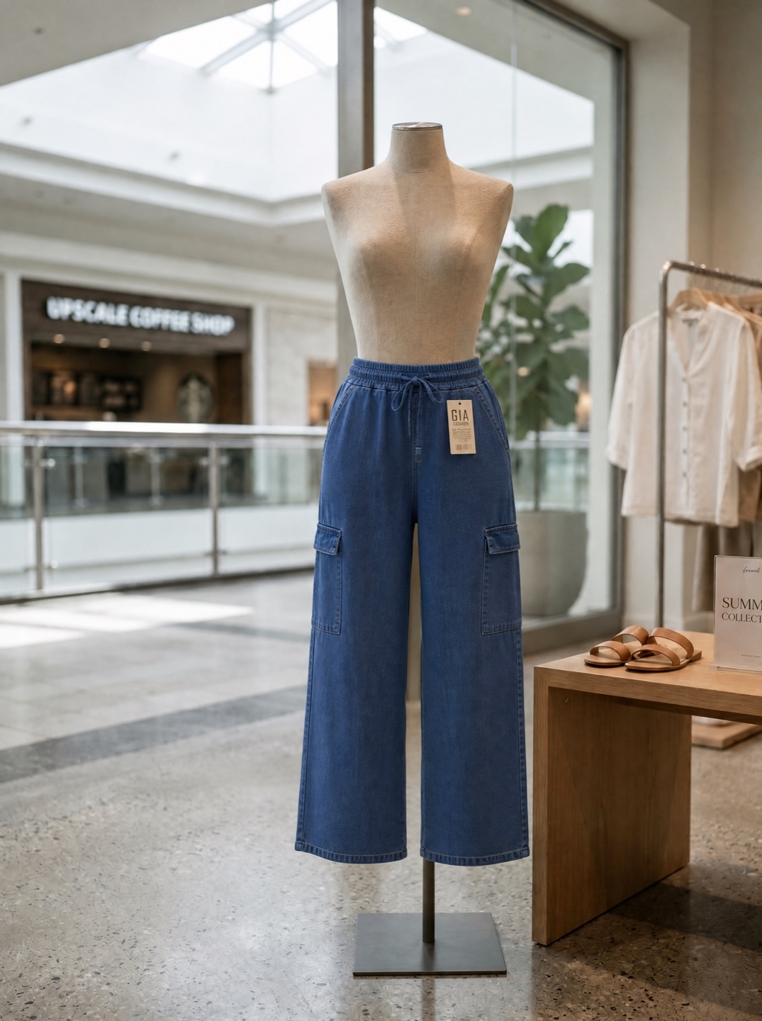 Jogger cargo en azul medio